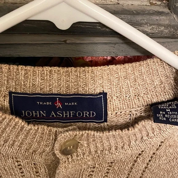 John Ashford Men's Knit Sweater in Cream - Picture 2 of 8